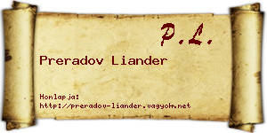 Preradov Liander névjegykártya